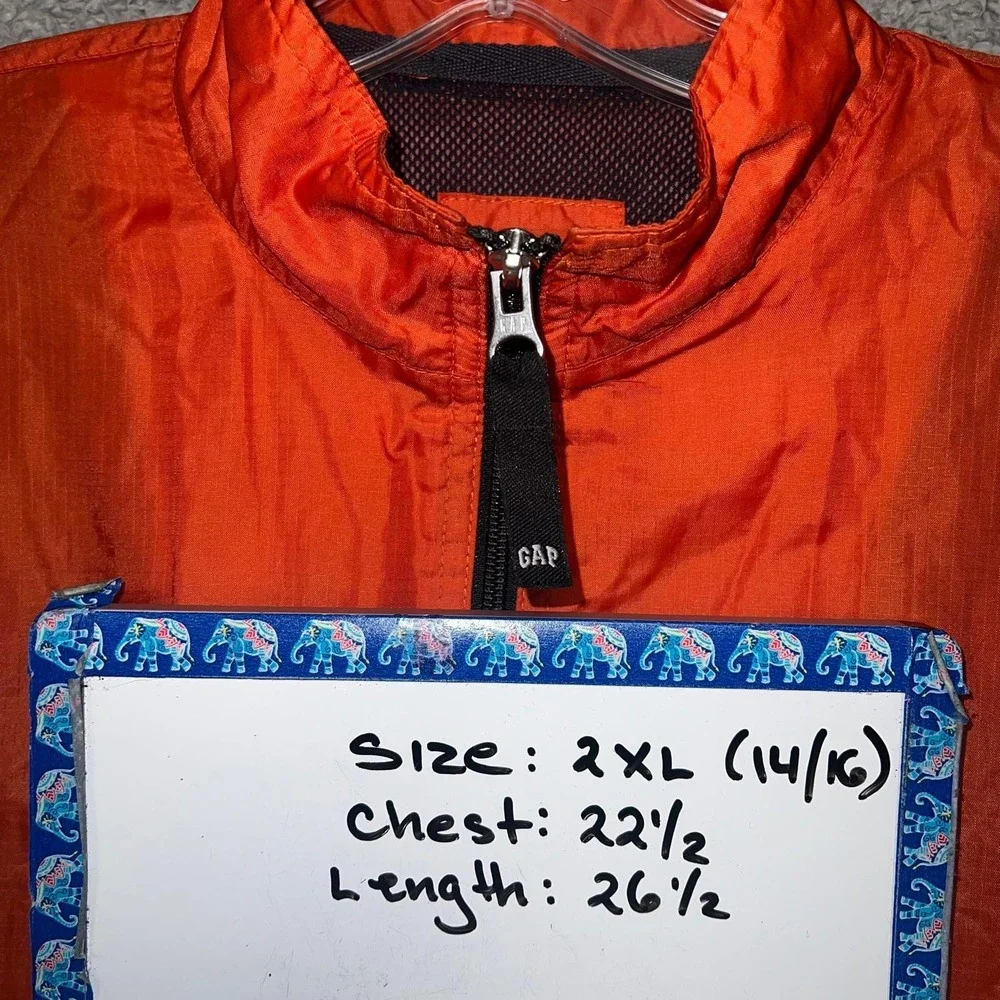 VTG Gap Windbreaker Youth Sz 2XL XXL (14-16)‎ Orange Full Zip Mesh Lined Jacket